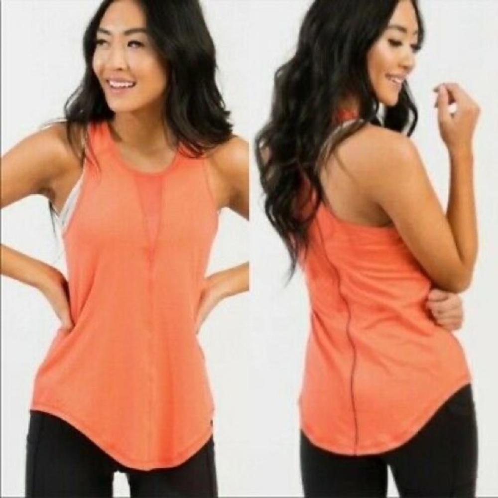 Zyia Active Womens Orange Mesh Inset Effortless Racerback Workout Tank Sz XXL